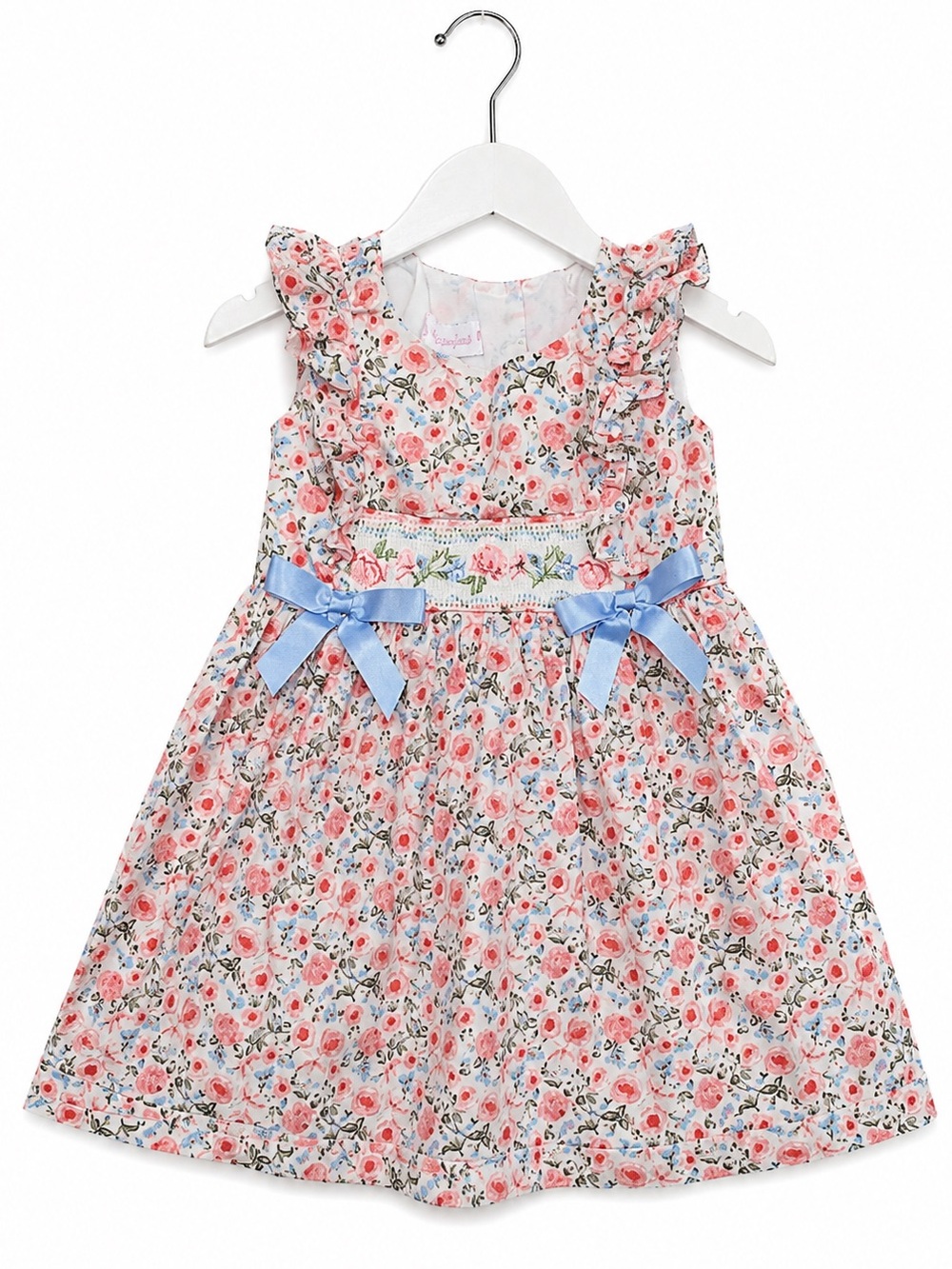 Bonnie Jean Floral Smocked Dress Blue Bow Easter Spring Party Dress Girls 2T